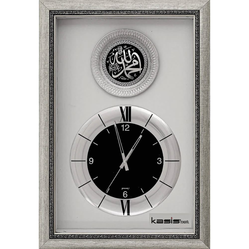 Saatli Duvar Tablosu Model PN-30-2 - Gümüş promosyon ürünü