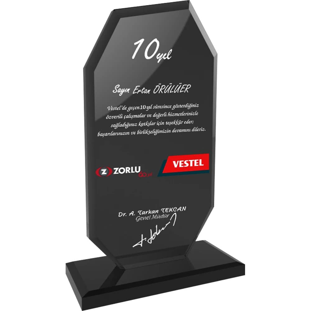 Kristal Plaket Model EKT-102-FM - Füme promosyon ürünü