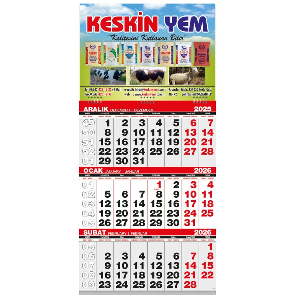 Ekonomik Küçük Boy Gemici Takvim promosyon ürünü